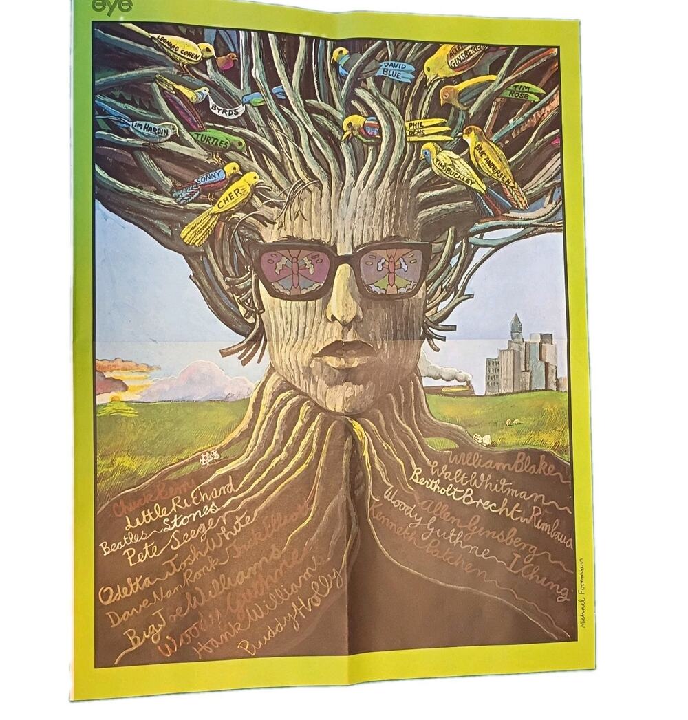 Original 1968 Bob Dylan Roots and Tree Poster Michael Foreman Eye Magazine NEW